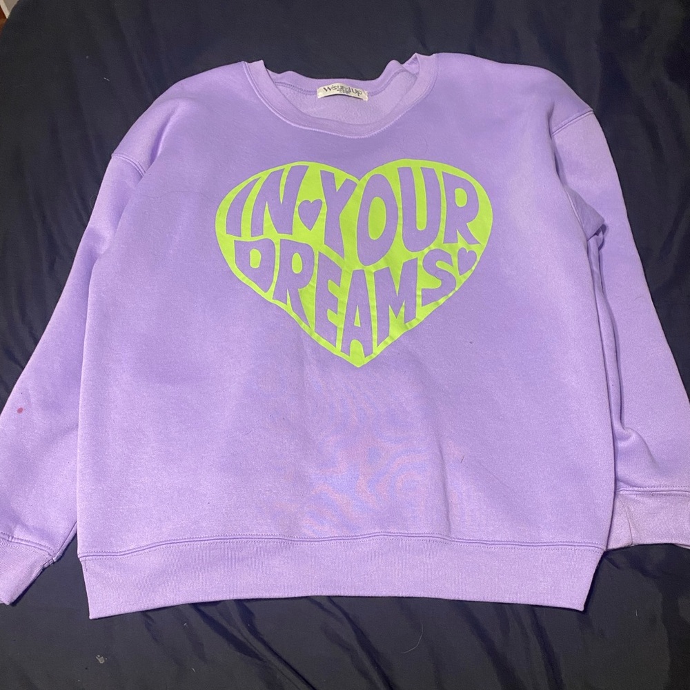 purple and green sweatshirt